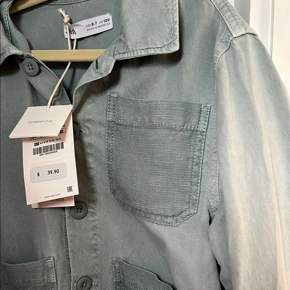 Zara green blue gray chore coat jacket 6-7 years - Picture 4 of 4
